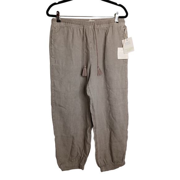 Sigrid Olsen 100% Linen Pants Elastic Drawstring Jogger Gray NWT Medium - Picture 1 of 9